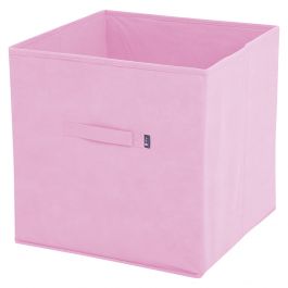 Arcon almacenaje de tela plegable rosa con motas - Librería Kolima