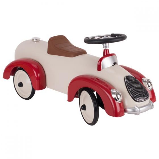 Correpasillos coche retro beige y rojo, de Goki