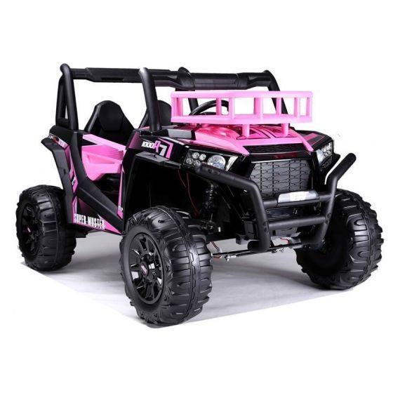 Buggy Eléctrico Infantil JS360 Rosa con Control Remoto, Asiento de Cuero y Luces LED