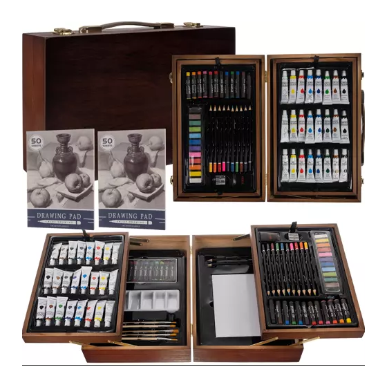 Kit de pintura en maletín de madera de 174 piezas: la herramienta perfecta  para la creatividad artística - Shopmami