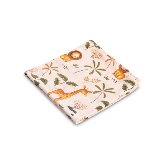 Manta de Muselina 70x80 cm con Estampado Cute Safari - Suavidad y Estilo para tu Bebé