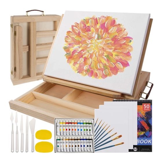 Kit de Pintura en caja de madera con Cajón , 142 piezas - Shopmami