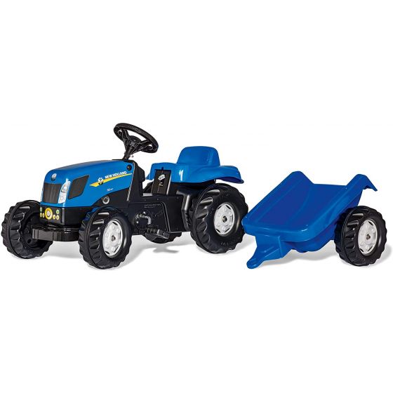 Tractor con pedales NewHolland TVT190 rollyKid con remolque