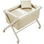 Minicuna de madera blanca tipo tijera Vichy beige Cambrass