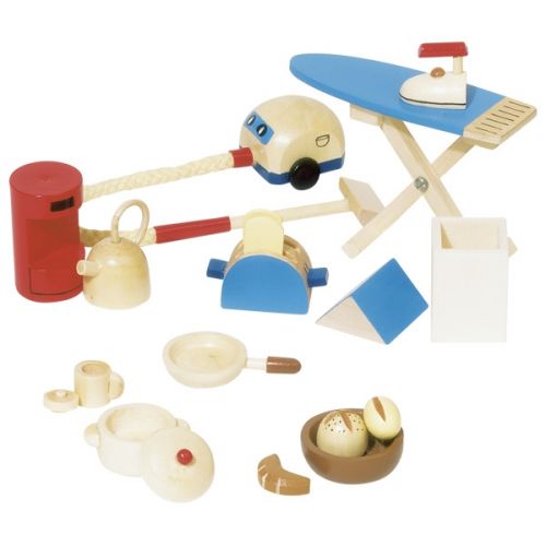 Utensilios de cocina y limpieza para casa de muñecas, de Goki