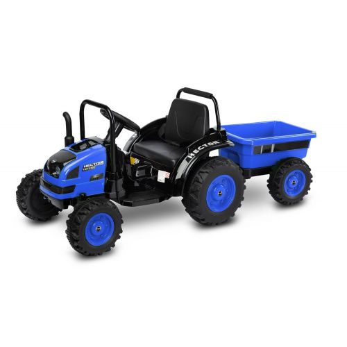 Tractor Eléctrico para Niños Hector Azul con Remolque y Radio Bluetooth - REBAJAS - 