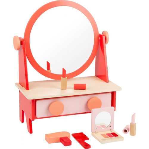 Tocador retro con espejo , juguete de madera. Incluye 9 piezas