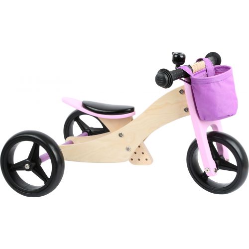 Bicicleta sin pedales de madera rosa para niños